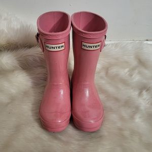 Hunter Girls Pink Sparkle Tall Rainboots Sz 11G